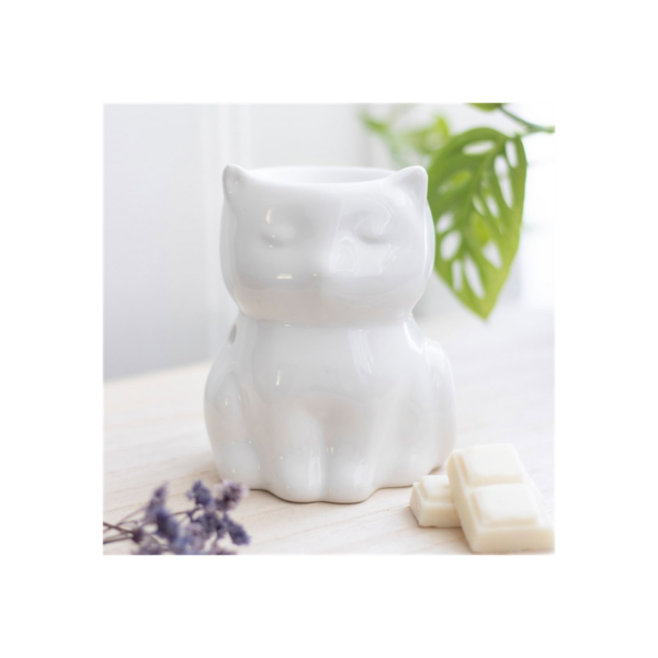Shiny White Cat Oil Burner - Image 3