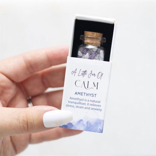 Jar of Calm Amethyst Crystal in a Matchbox - Image 4