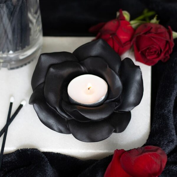 Black Rose Resin Tealight Candle Holder - Image 5