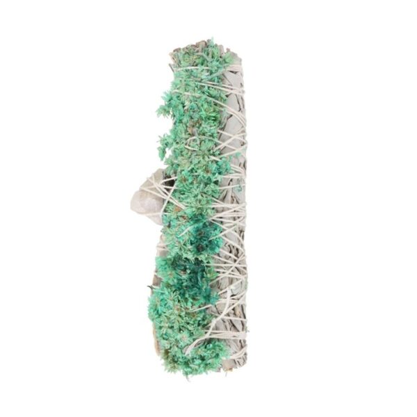 6in Ritual Wand Smudge Stick with White Sage, Abalone and Quartz - Image 2