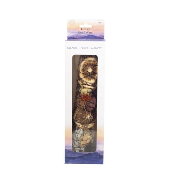 9in Ritual Wand Smudge Stick with Rosemary, Palo Santo and Red Jasper - Image 3