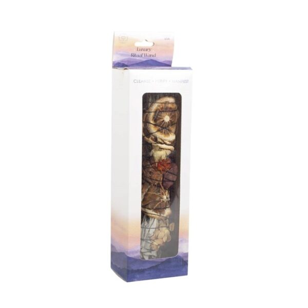 9in Ritual Wand Smudge Stick with Rosemary, Palo Santo and Red Jasper - Image 4