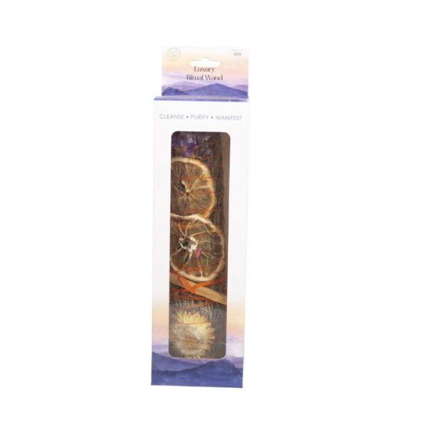 9in Ritual Wand Smudge Stick with Rosemary, Lavender, and Orange - Image 3
