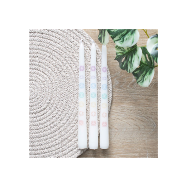 Set of 3 Chakra Balancing Taper Dinner Candles - Image 2