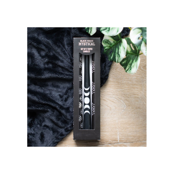 Set of 3 Black Magic Mystical Taper Candles - Image 3