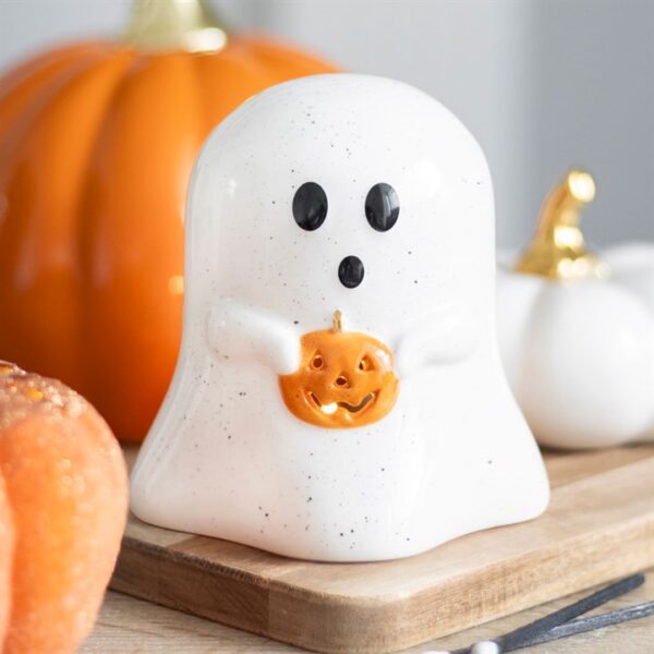 Ghost Shaped Tealight Candle Holder with Pumpkin - Image 4