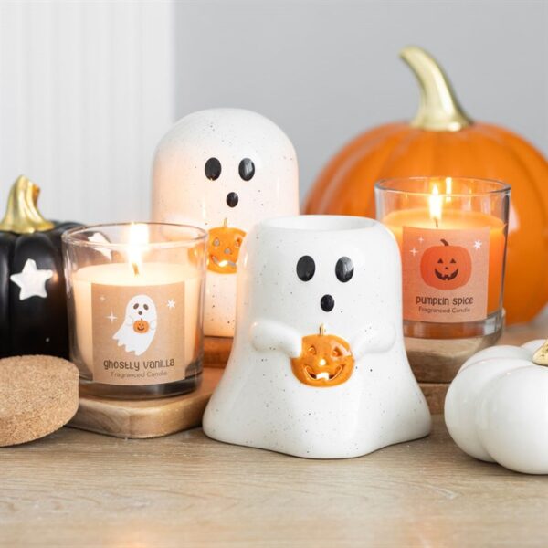 Ghost Shaped Tealight Candle Holder with Pumpkin - Image 5