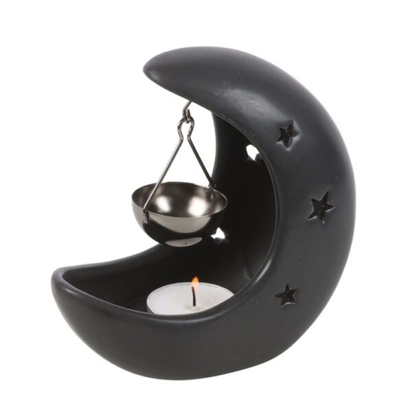 Black Crescent Moon Hanging Oil Burner - Image 2