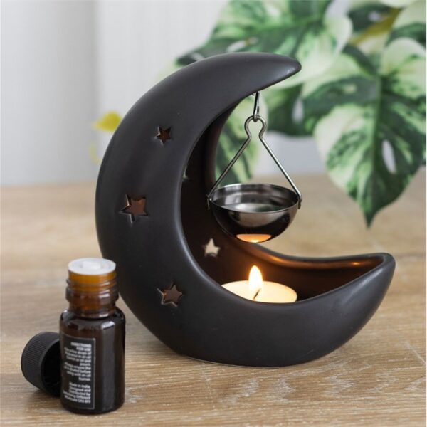 Black Crescent Moon Hanging Oil Burner - Image 4