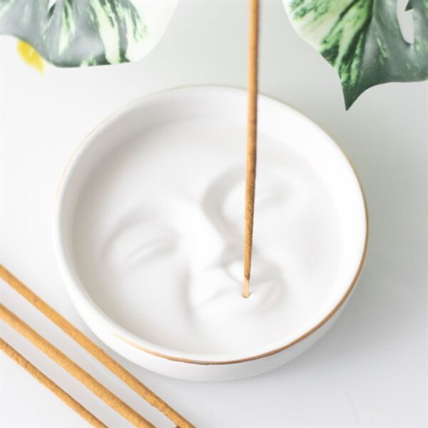 White Moon Face Incense Stick Holder - Image 4