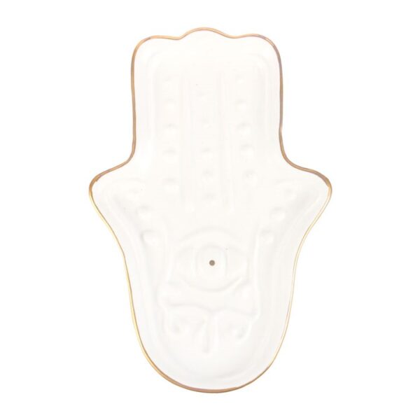 White Hamsa Hand Incense Stick Holder - Image 2