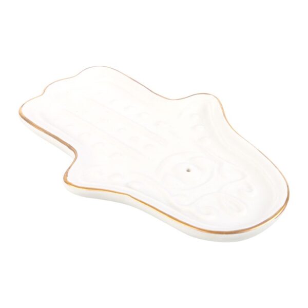 White Hamsa Hand Incense Stick Holder - Image 3
