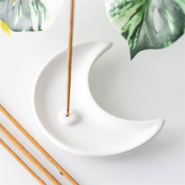 White Crescent Moon Incense Stick Holder - Image 4