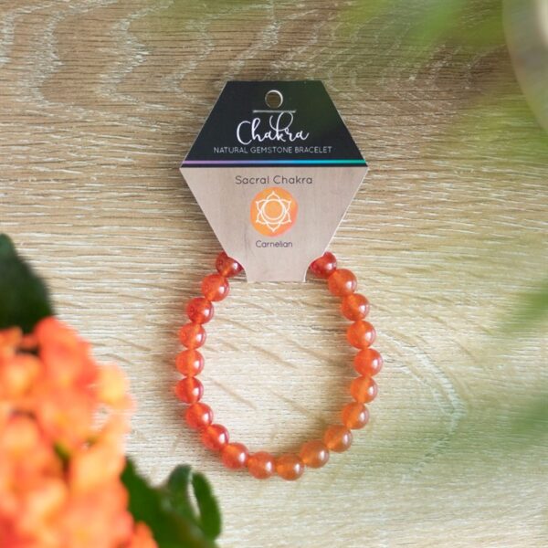Sacral Chakra Carnelian Gemstone Bracelet - Image 4