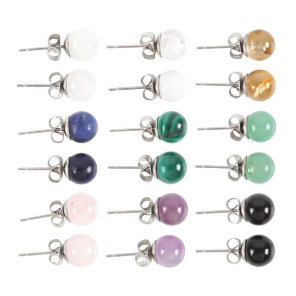 Set of 9 Semi Precious Crystal Earrings - Image 2