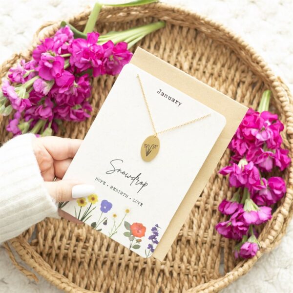 January Snowdrop Birth Flower Necklace Card - Image 5