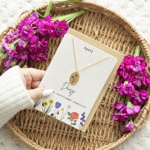 April Daisy Birth Flower Necklace Card - Image 5