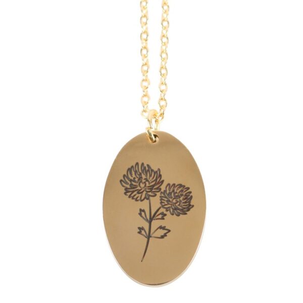 November Chrysanthemum Birth Flower Necklace Card - Image 3