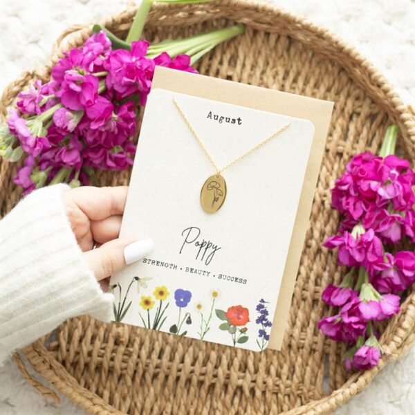 August Poppy Birth Flower Necklace Card - Image 5