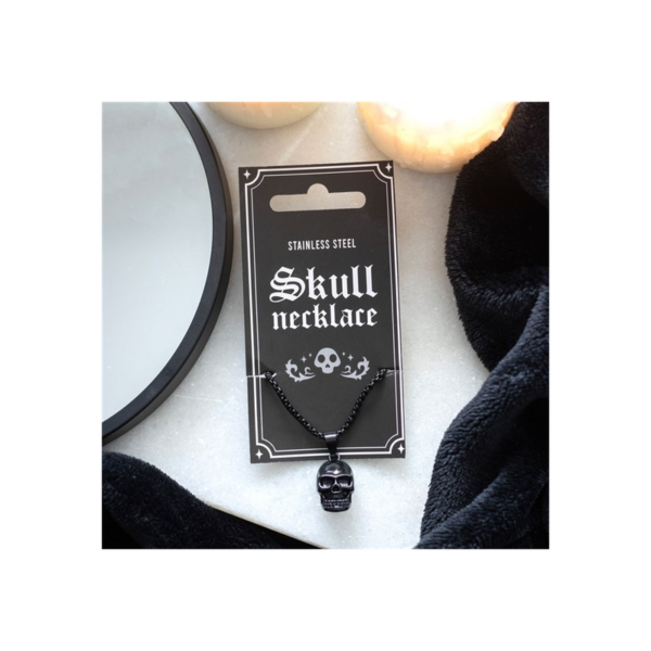 Black Stainless Steel Skull Necklace - Image 4