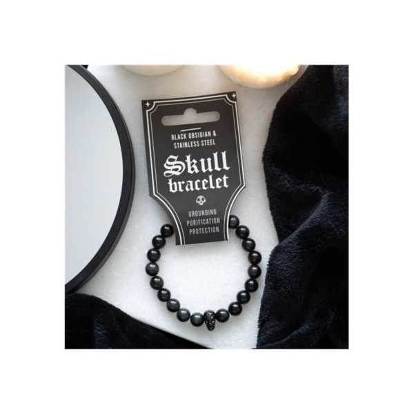 Black Obsidian Skull Bracelet - Image 4