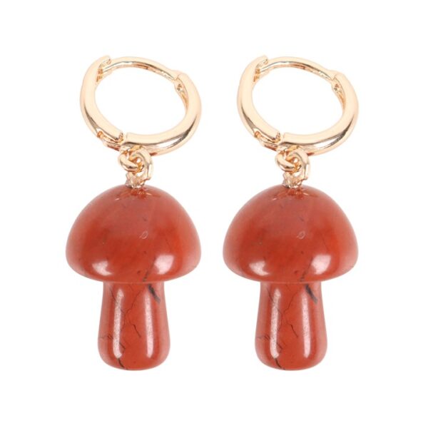 Red Jasper Crystal Mushroom Earrings - Image 3