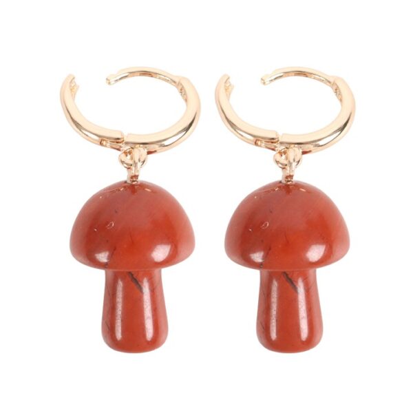 Red Jasper Crystal Mushroom Earrings - Image 4