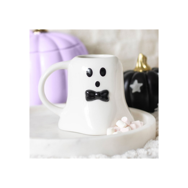Mr Boo Ghost Shaped Mug with Bow Tie - Image 3