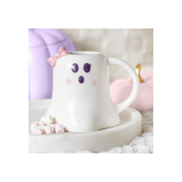 Miss Boo Ghost Shaped Mug with Bow - Image 3