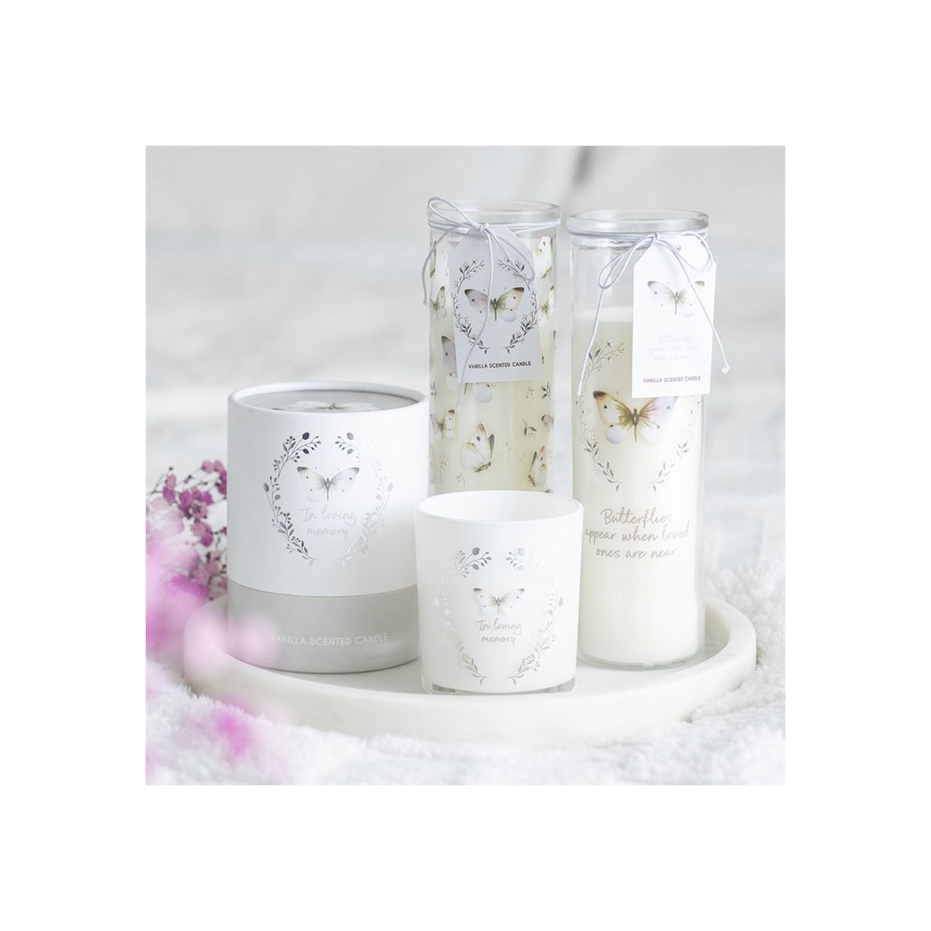 White Butterfly Print Vanilla Tube Candle - Image 5