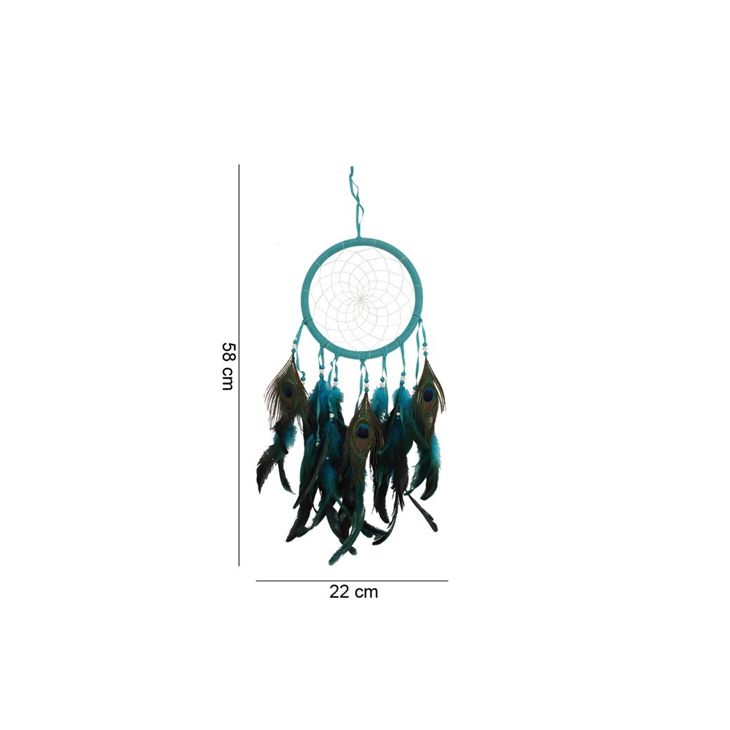 Turquoise Peacock Feather Dreamcatcher - Image 2