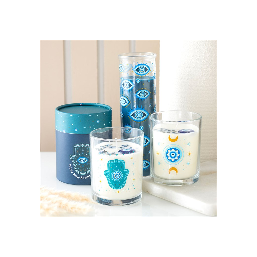 All Seeing Eye Print White Rose Tube Candle - Image 5