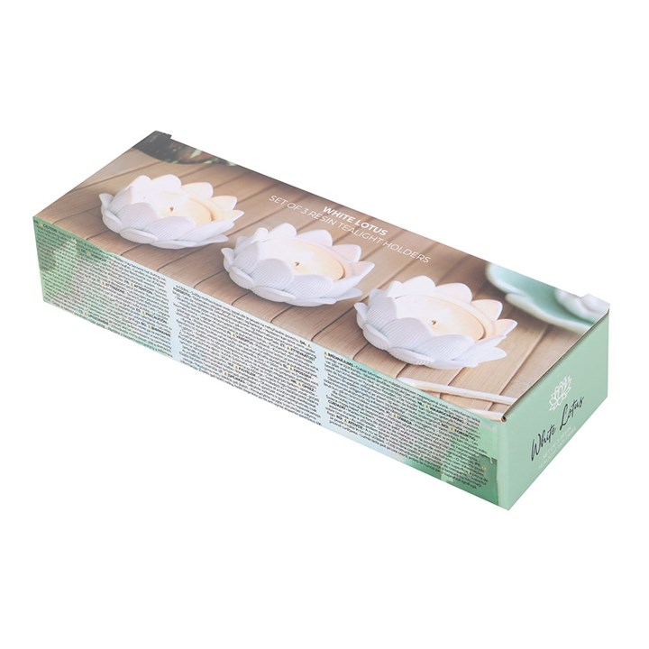 Set of 3 White Lotus Flower Tealight Holders - Image 4