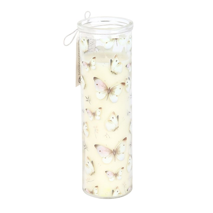 White Butterfly Print Vanilla Tube Candle - Image 3