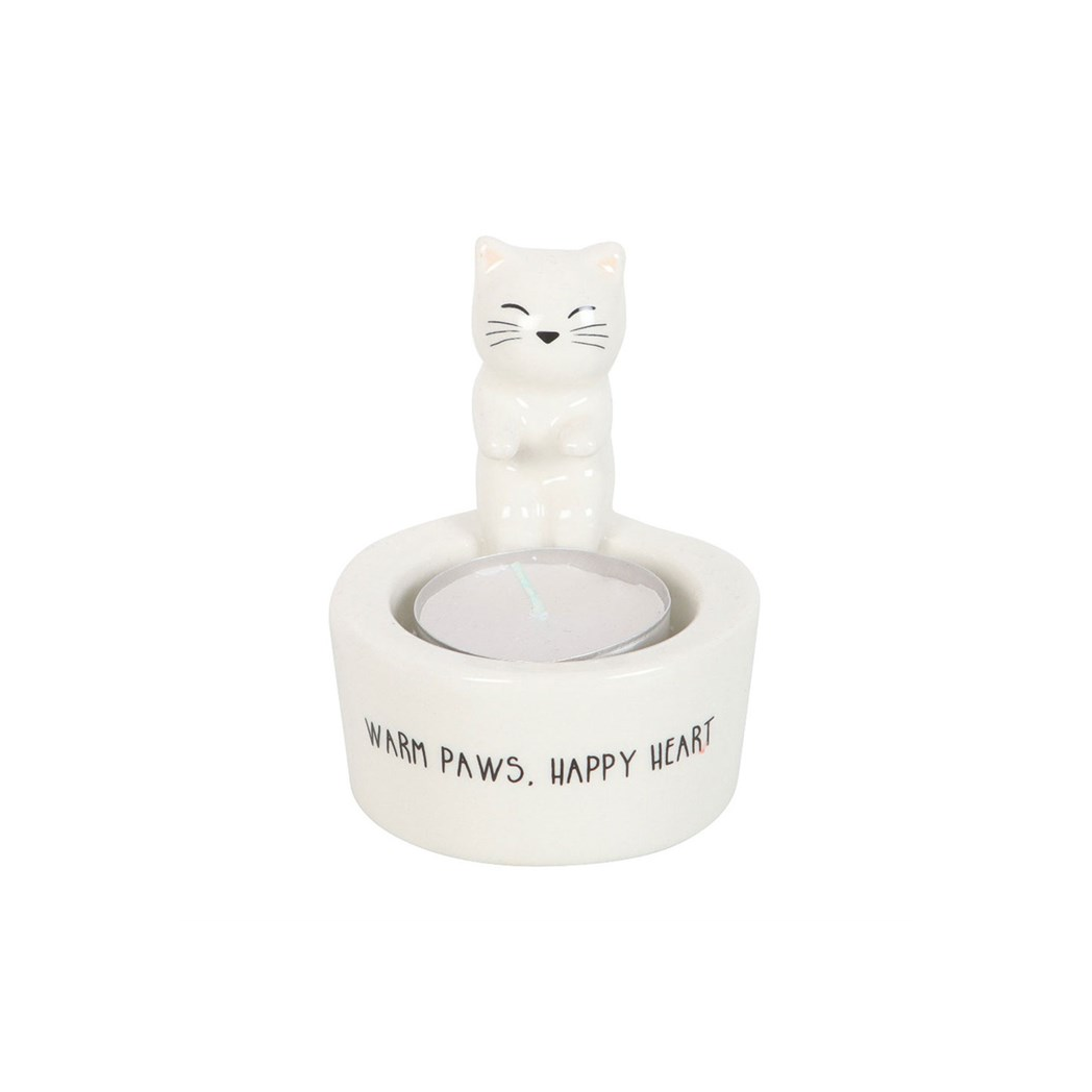 Warm Paws, Happy Heart Cat Tealight Holder - Image 2